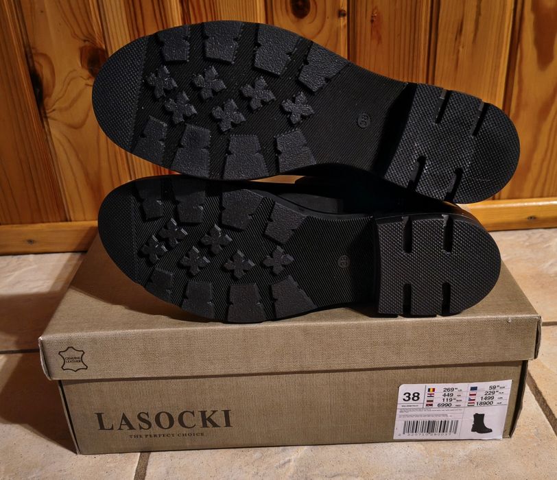 Skórzane botki kowbojki kozaki sztylbety Lasocki 38 NOWE