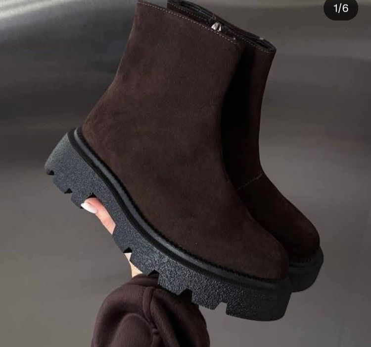 Розпродаж залишків.Зимові черевички .Натуральна замша/шкіра.