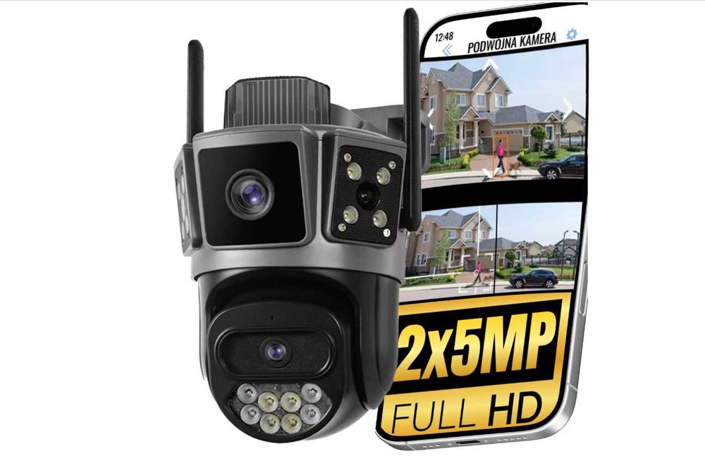 Nowość 2025:  Kamera Obrotowa 2x5MP 5GHz + Auto Śledzenie i Alarm