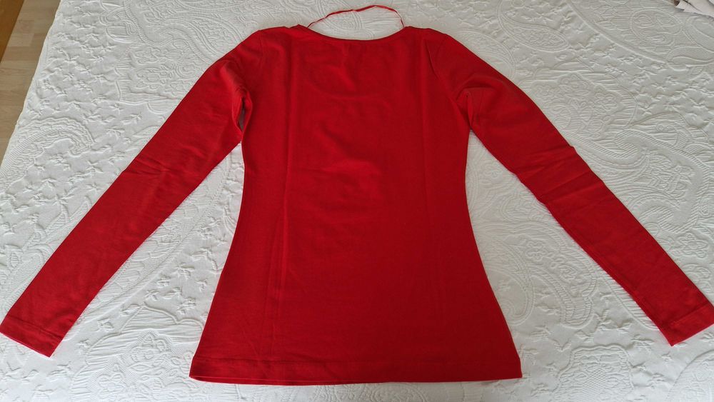 Camisola vermelha gola redonda, H&M, tamanho S, nova