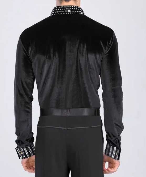 Latin Dance Shirt – Body/Trikot męski, czarny, długi rękaw XL