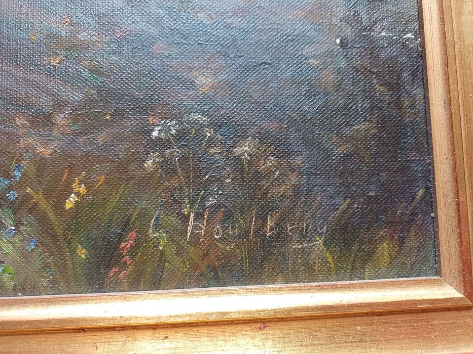 Stary obraz na płótnie sygnowany  .