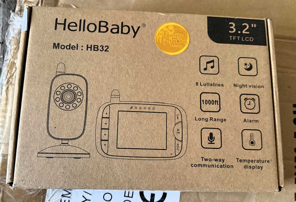 Niania elektroniczna HelloBaby HB32, 3,2" biała, z Kamera HD, Tryb Nocny