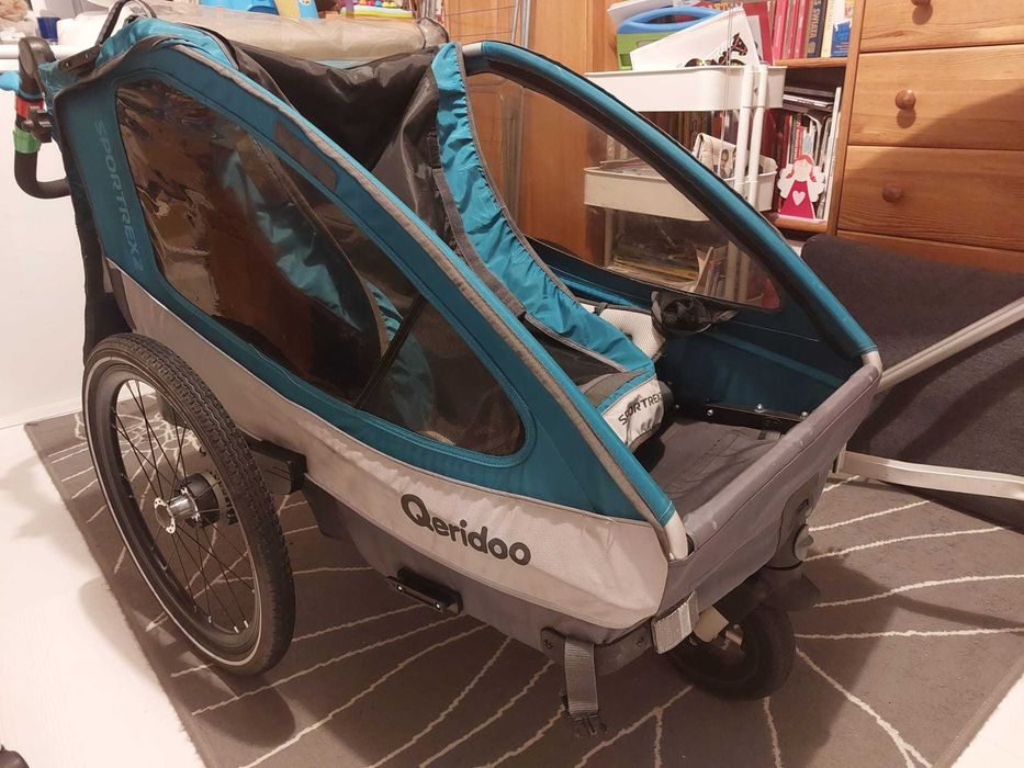 Przyczepka rowerowa dla dwójki dzieci Qeridoo Sportrex 2.Amortyzatory