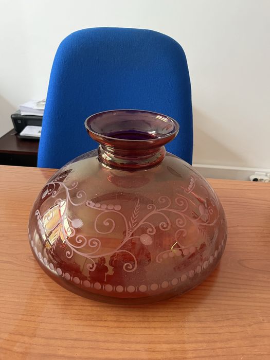 Abajur de candeeiro em vidro lapidado