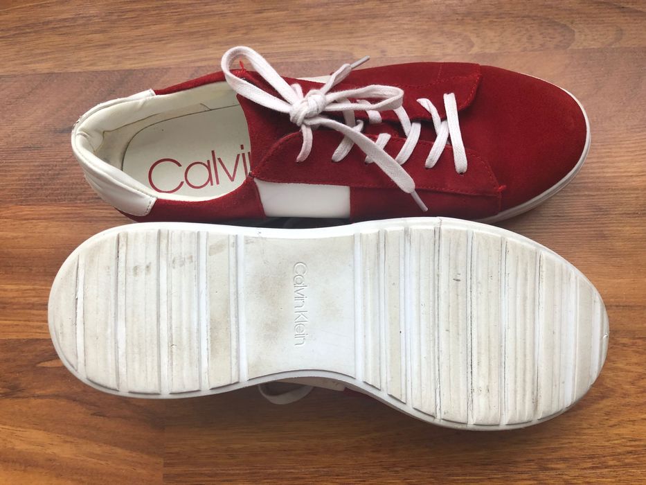 Calvin Klein Sammy 2 czerwony zamsz skóra Sneaker buty sportowe