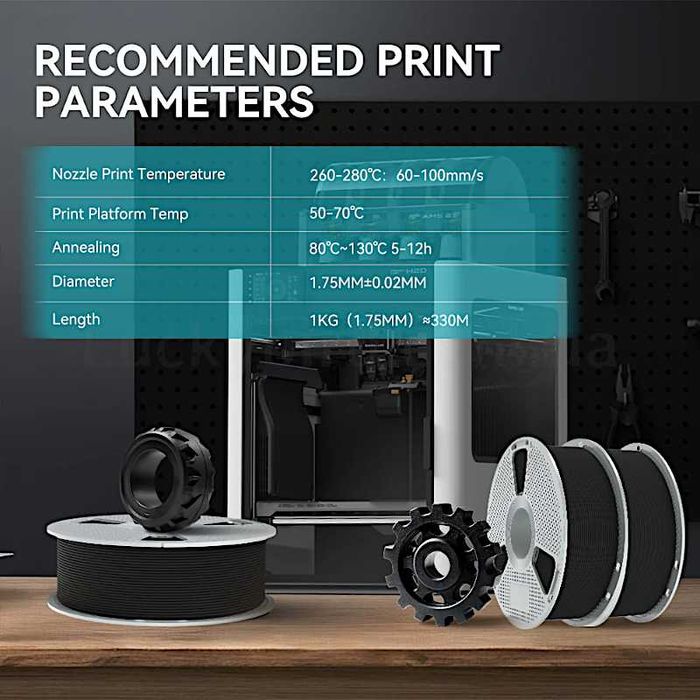 Sunlu Нейлон PA12-CF армований вуглеволокном для 3D друку 1кг