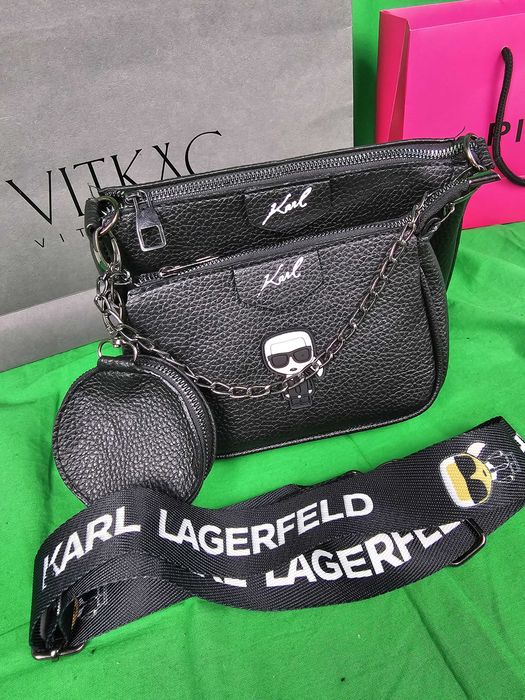 Torebka damska Karl Lagerfeld 3w1 torebki Czarna torba listonoszka