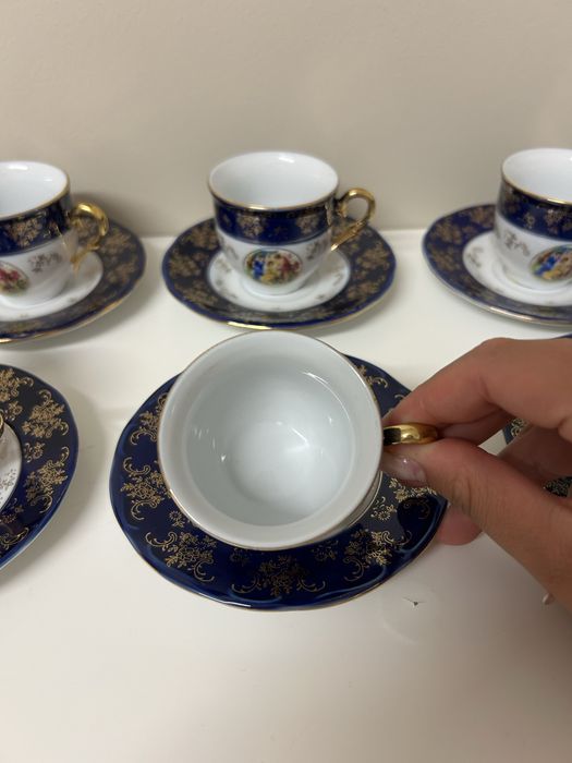Conjunto de 6 chávenas de café com pires
