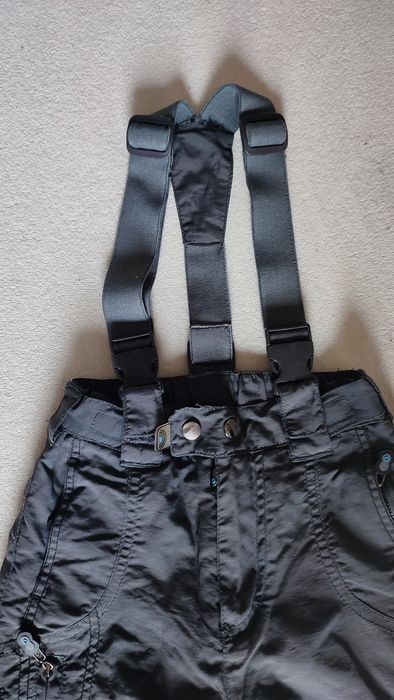 Spodnie zimowe z szelkami na śnieg szare grafitowe 110 116