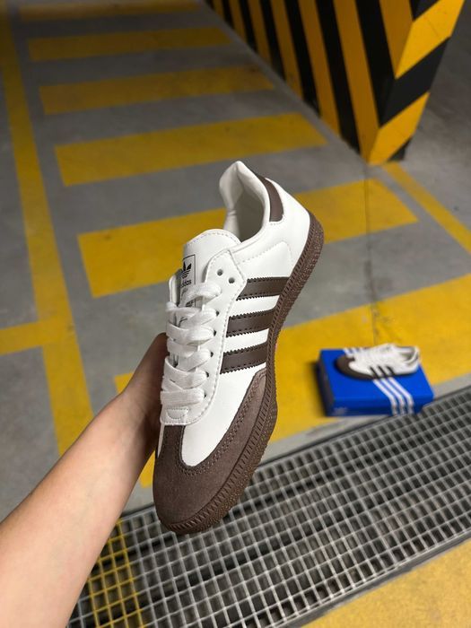 Кросівки Adidas Samba White/Brown premium