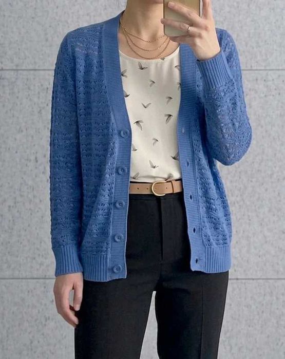 Lawendowy ażurowy kardigan Fair Lady