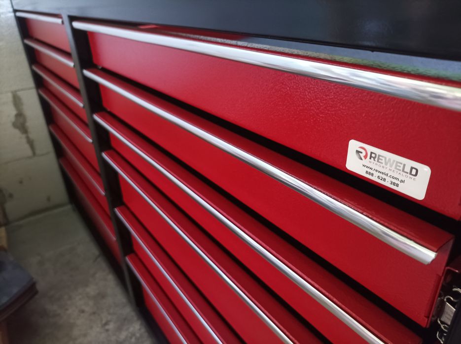 Stół warsztatowy metalowy blat nierdzewny.