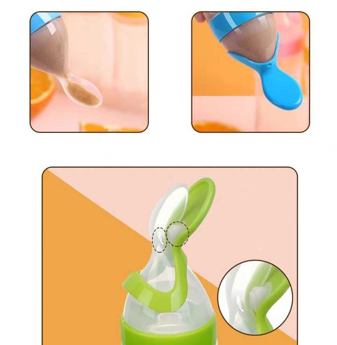 Biberão 2em1 de silicone com Colher Dosadora NOVO ENVIO GRÁTIS