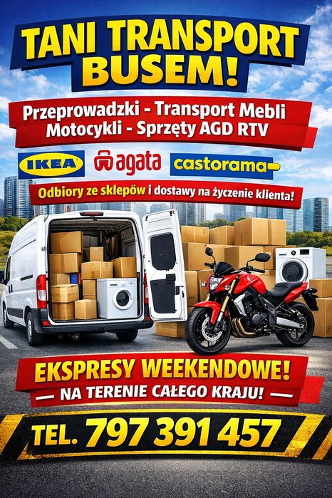 Tani transport busem – przeprowadzki, meble, sprzęt AGD/RTV