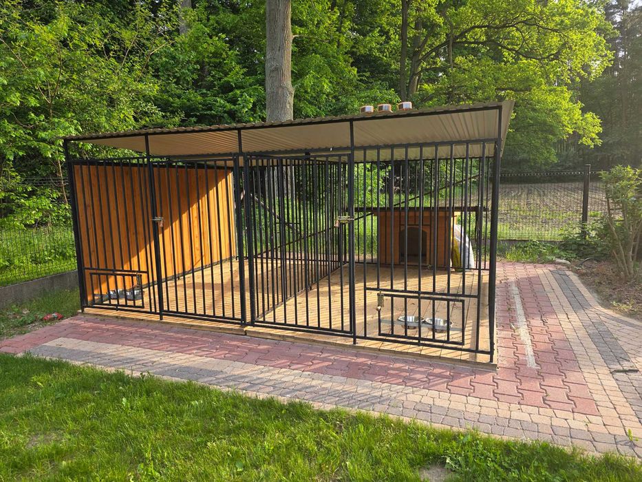 Podwójny kojec dla psa 4x3 m + 2 budy XL