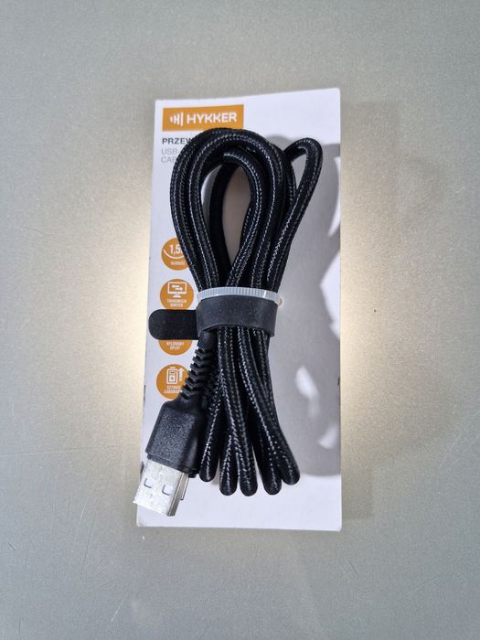Kabel USB-A do USB-C Hykker 1.5 m Czarny Nylon
