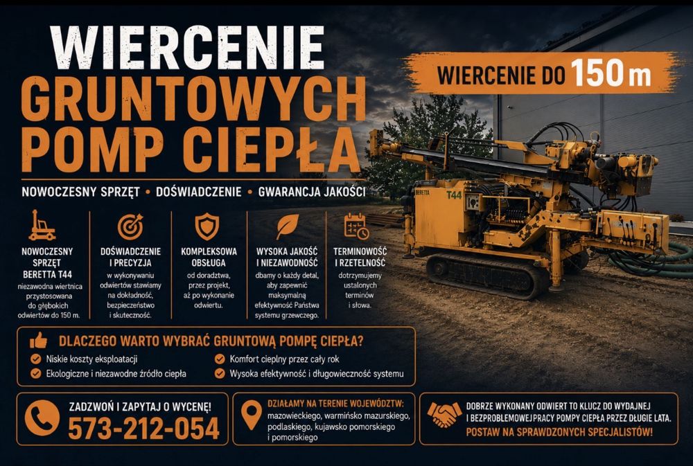 Studnie głębinowe oraz Gruntowe Pompy Ciepła. Wiercenie studni PISZ
