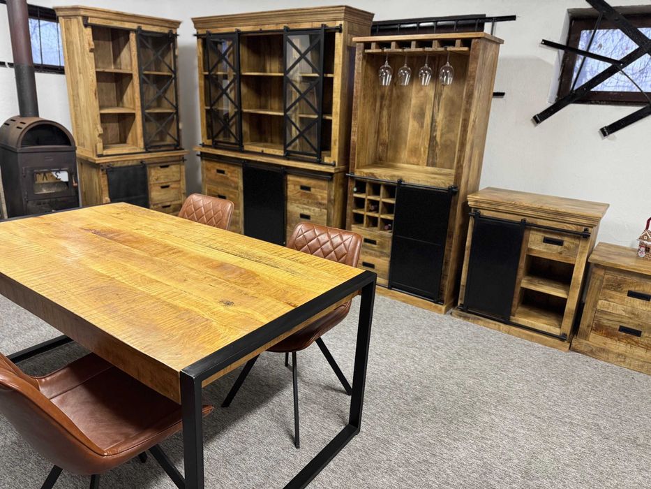 Klasyka stylu LOFT piękny Kredens Witryna drewno mango 160cm Nowy F-Vat