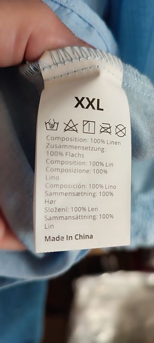 Lniana bluzka  XXL niebieska