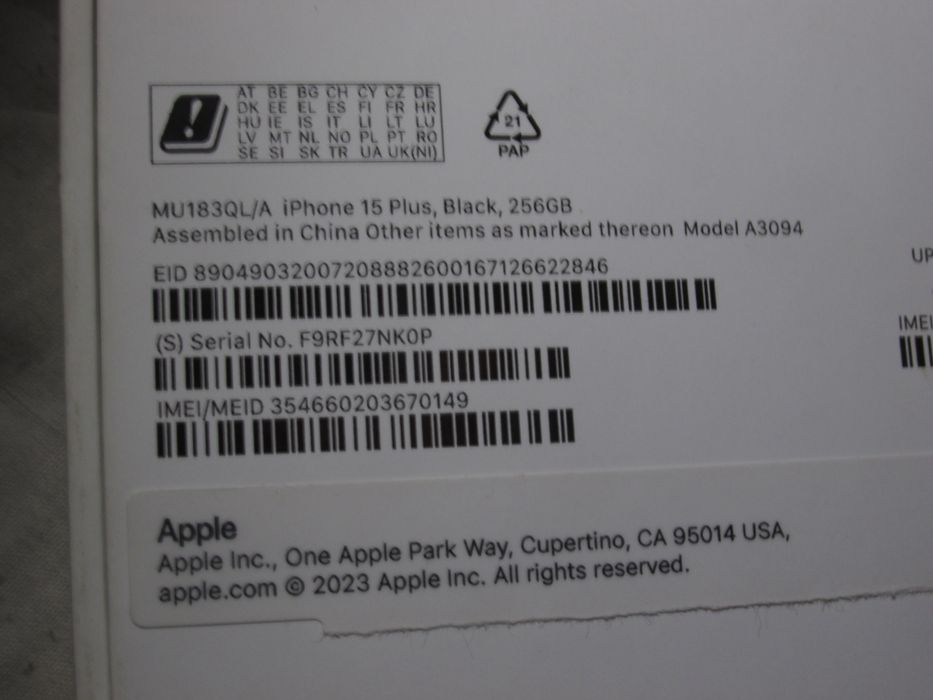 iPhone 15 Plus 256 GB– Como novo, com caixa e acessórios originais