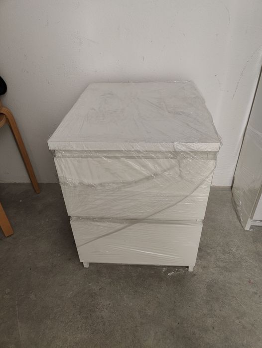 Mesa de cabeceira com 2 gavetas, branca, IKEA