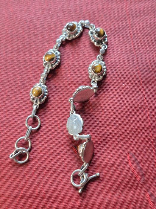 Srebrna bransoletka 925 Sterling z kamieniami naturalne nowa 9 gr