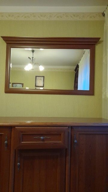 Lustro, duże nad komodę, brązowe, kasztanowe