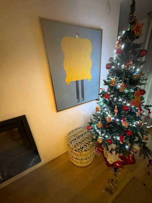 Quadro único em tons verde e amarelo