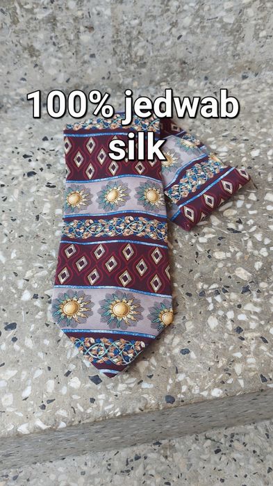 piękny vintage jedwabny krawat 100% jedwab silk Giovanni Rossi wzory