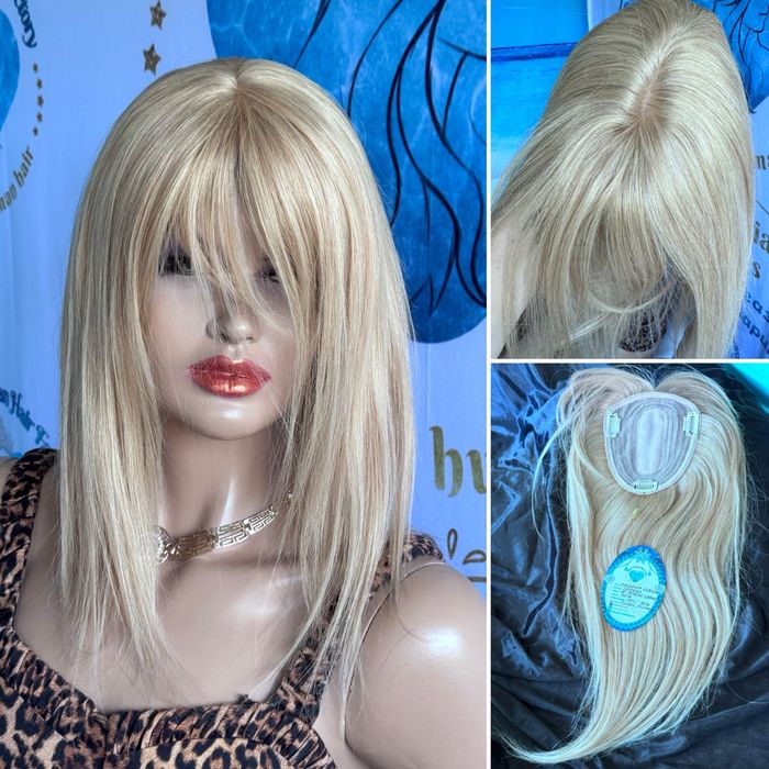 Натуральная накладка славянка кожа шёлк волосы песочный блонд 45 см