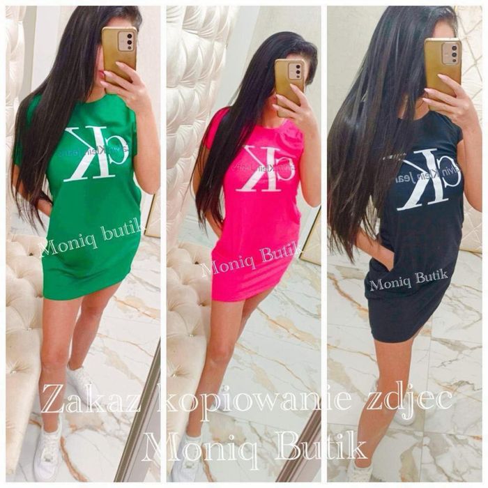 Promocja Rozowy   czarny, zielony   Sukienka  Rozmiary s-Xl