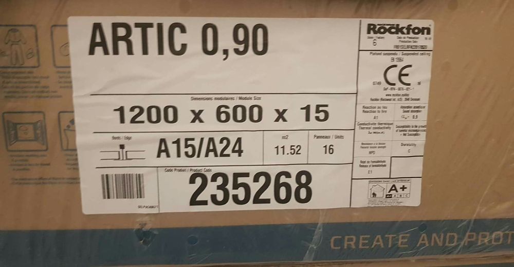 Płyty sufitowe kasetony Rockfon Artic 1200x600mm