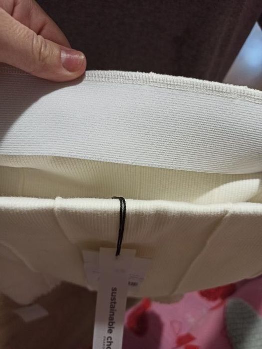 Спідниця Na-Kd XS-S печворк в рубчик, молочного кольору