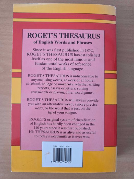 Livro "Roget's Thesaurus of Engish Words and Phrases"