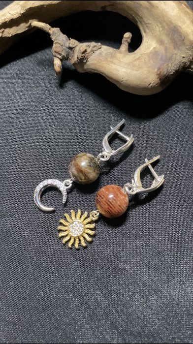 Фантасичні срібні сережки з Фантомним Кварцем