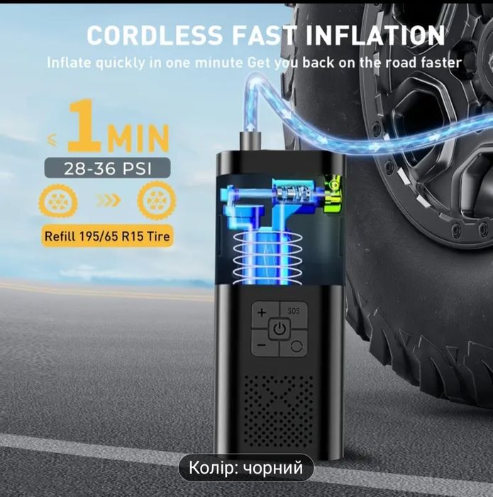 Переносний повітряний компресор для велосипедів машин мотоциклів м'ячі