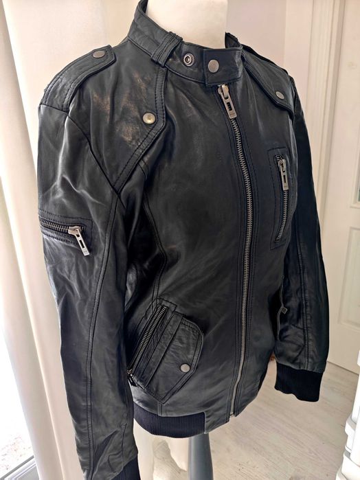 Mays & Rose Kurtka 100% Skóra Skórzana Czarna M Pilotka