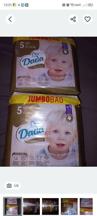 Dada extra care jumbobag pampersy pieluchy rozmiar 5 15-25 kg Super