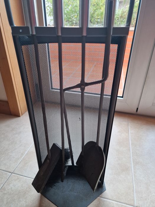 Conjunto utensílios de lareira em aço