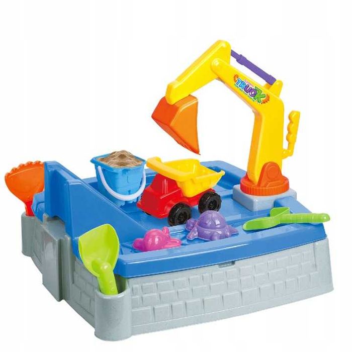 Piaskownica Zamykana Koparka Autko Wiaderko Foremki Akcesoria 2W1