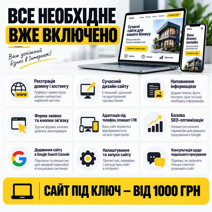 Замовити сайт для бізнесу | Готовий сайт від 1000 грн за 3-5 днів