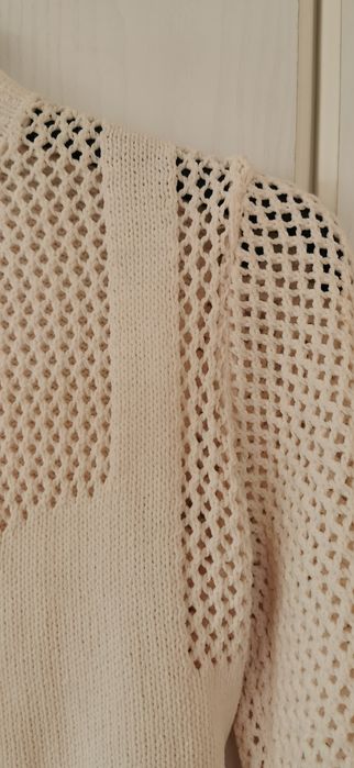 Sweter Zara ażurowy kremowy XS