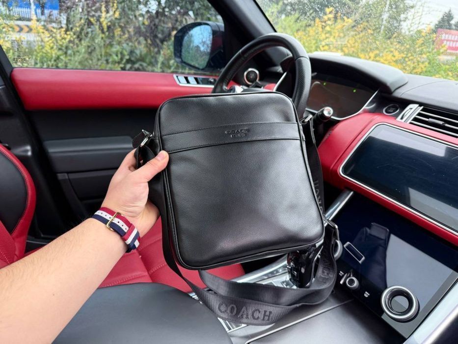 Мужская сумка на через плече  с натуральной кожи Coach чоловіча сумка