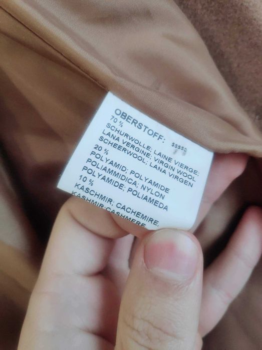 Długi Damski Płaszcz Wełna Kaszmir Rozmiar 40 (wymiary)