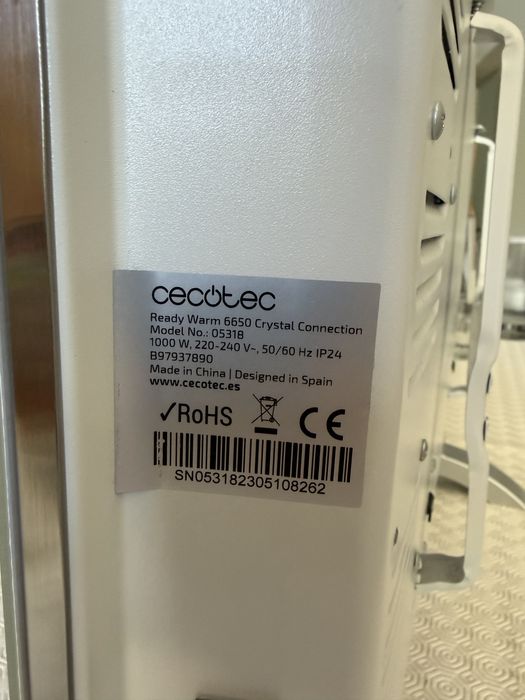 Convector de Vidro Cecotec ReadyWarm 6650 Crystal Connection (1000W / Wi-Fi)