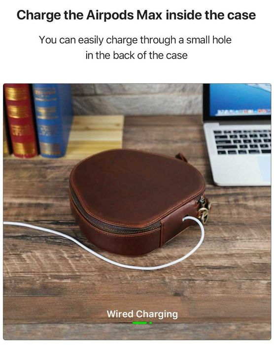 Capa para AirPods Max em pele de bovino com gravação personalizada