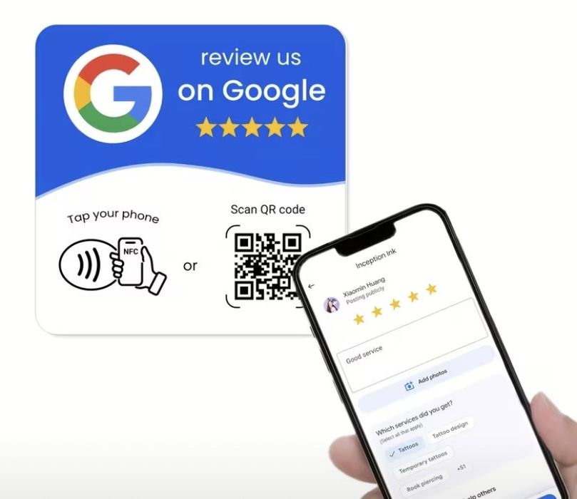 Placa NFC + QR Code para Avaliações Google – Receba Mais Reviews