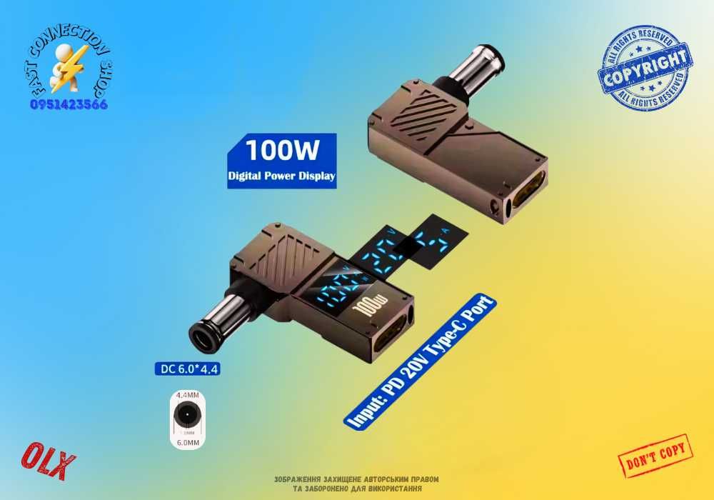 Адаптер USB-C до постійного струму Інтелектуальний цифровий дисплей PD