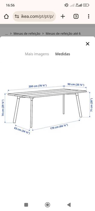 Mesa de jantar IKEA em excelente estado